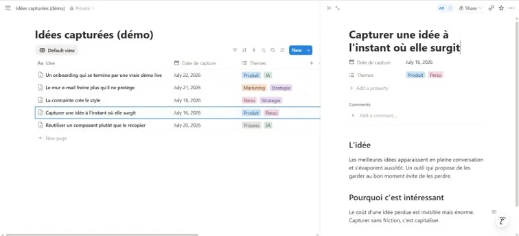 Aperçu : Capitaliser sur ces conversations Claude avec Notion